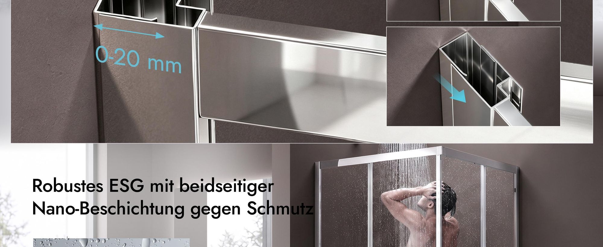 doporro Duschkabine mit Schiebetür Duschabtrennung Klarglas 100x120cm Eckeinstieg Eckdusche 6mm ESG Glas Höhe 190cm Ravenna16K plus schwarz
