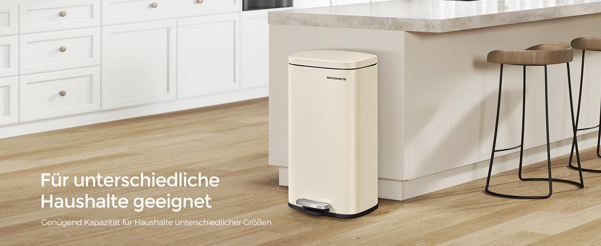 SONGMICS Mülleimer Küche, 30 Liter, Abfalleimer, Tretmülleimer, Küchenmülleimer mit Softclose-Deckel und Inneneimer